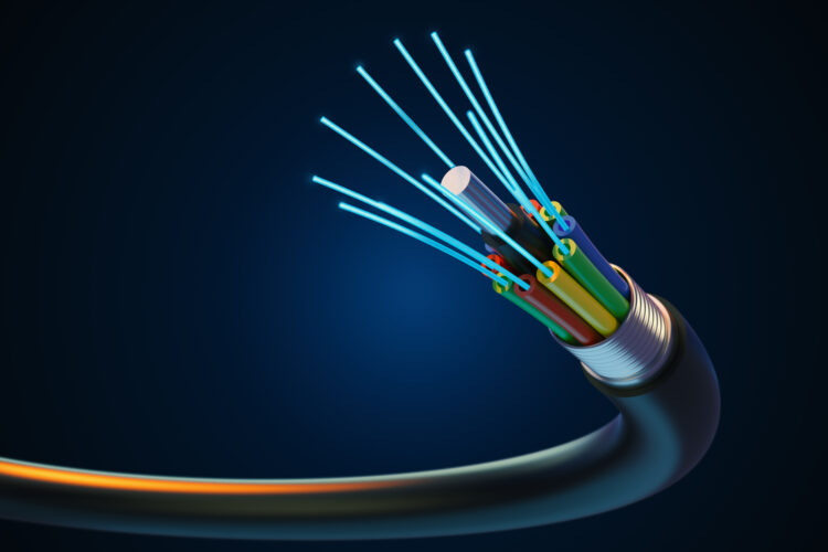 futuro da fibra optica tecnologia de cabo no fundo escuro